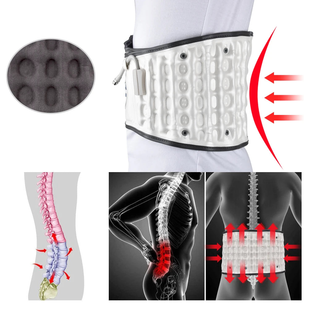 Inflatable Lumbar Waist Belt Air Decompression Back Support Health Care Spine Traction Back Massage Brace Backache Pain Relief