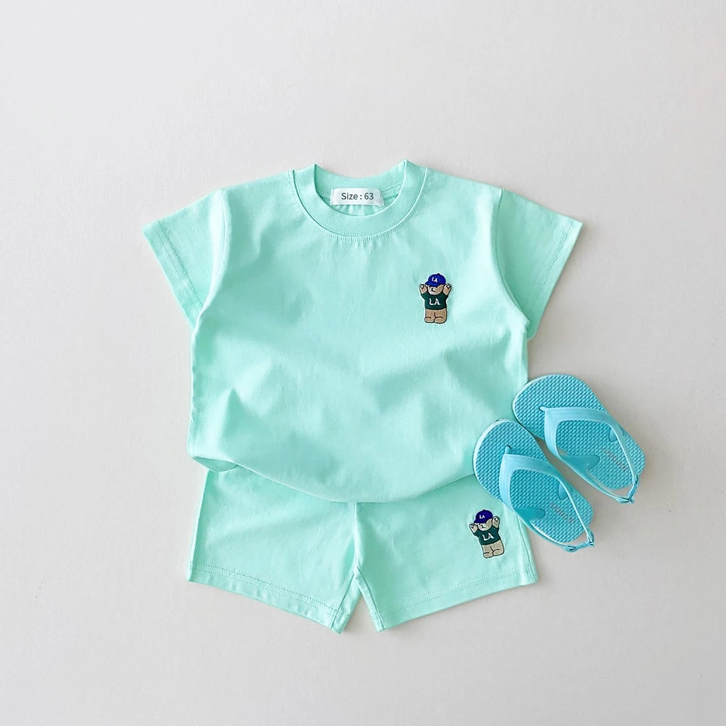2024 Summer 2PCS Baby Clothes Infant Top and Bottom Set Baby Boys Girls Suit Bear Embroidery Thin Casual Sports Baby Outfit Set