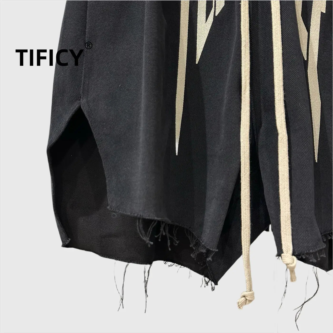 High Street Spring and Autumn New High Fashion Heavy Industry Embroidered Letter Shorts Double Slit Hairy Edge Trendy Pants
