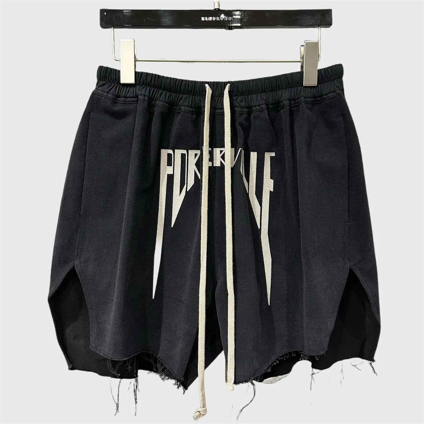 High Street Spring and Autumn New High Fashion Heavy Industry Embroidered Letter Shorts Double Slit Hairy Edge Trendy Pants