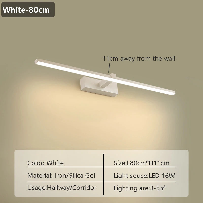 Modern LED Mirror Front Lamp Bathroom Lamps Bedroom Dressing Lights Kitchen Home 40/60/80/100cm Long Lamp Led Lighting Lustre