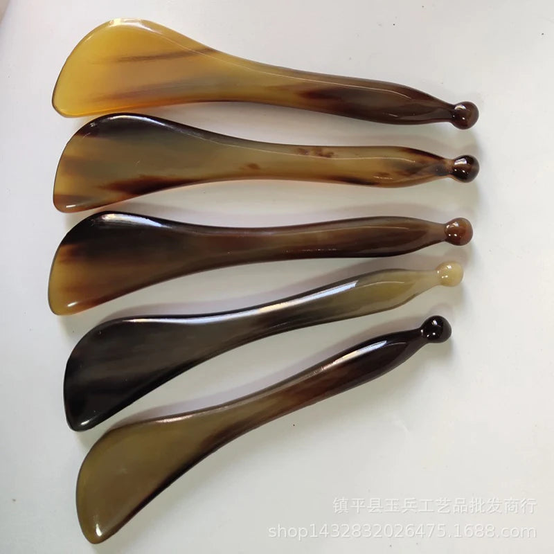 Yak Horn SPA Scraper Massage Bar Face Scraping Hand Massager Stick Trigger Point Acupuncture Pen Eye Beauty Device Care Tool