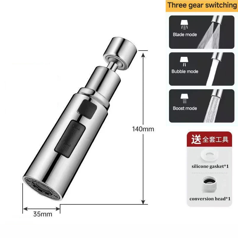 3 Modes Faucet Splash Proof Head Spout Filter Metal Extender Faucet Kitchen Aerator Universal Connector