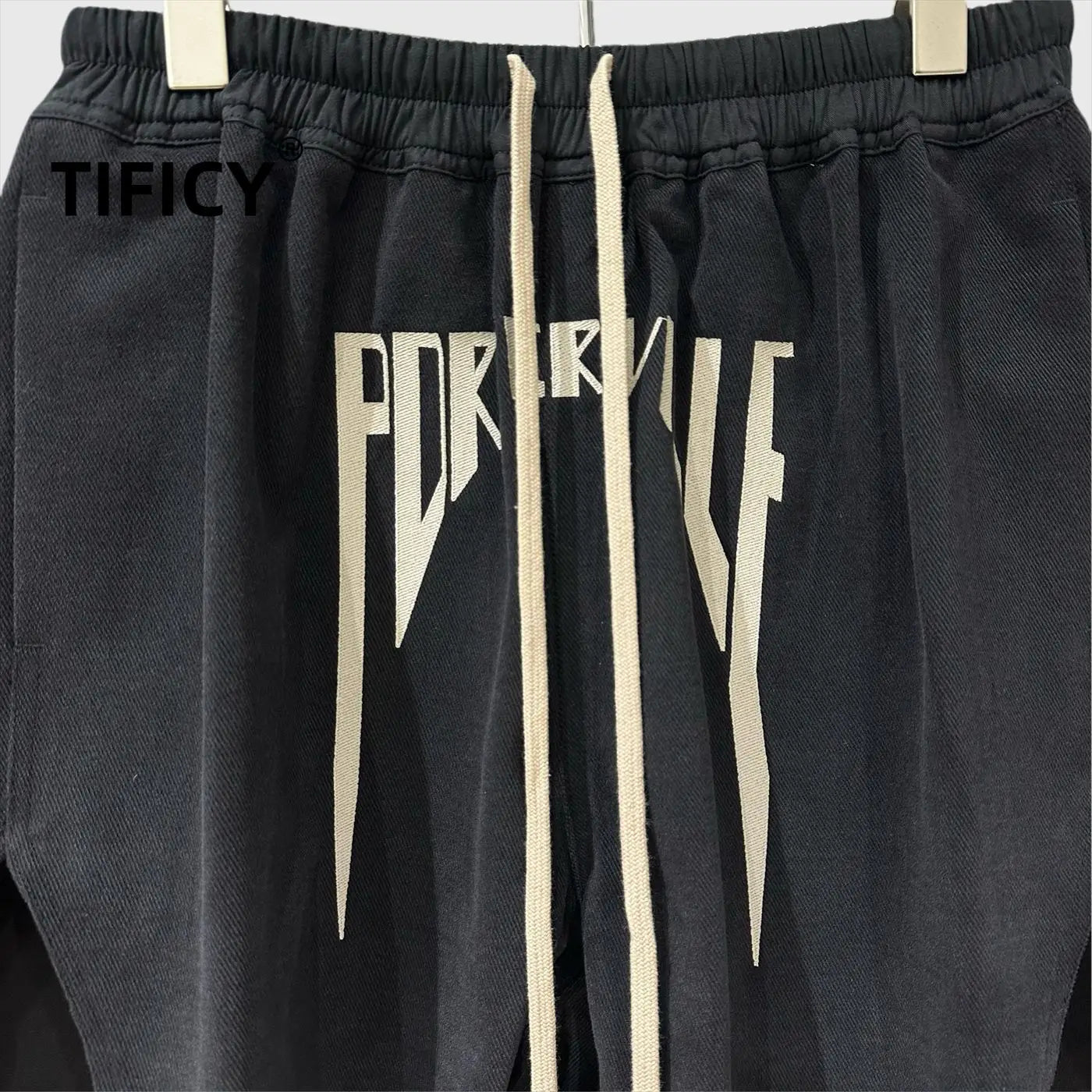 High Street Spring and Autumn New High Fashion Heavy Industry Embroidered Letter Shorts Double Slit Hairy Edge Trendy Pants