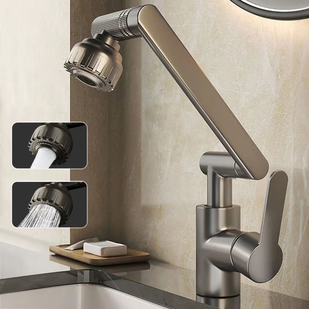 1080 Degree Swivel Kitchen Basin Sink Faucet Household Kitchen Bathroom Faucet Multi-function Flexible Booster Universal Taps