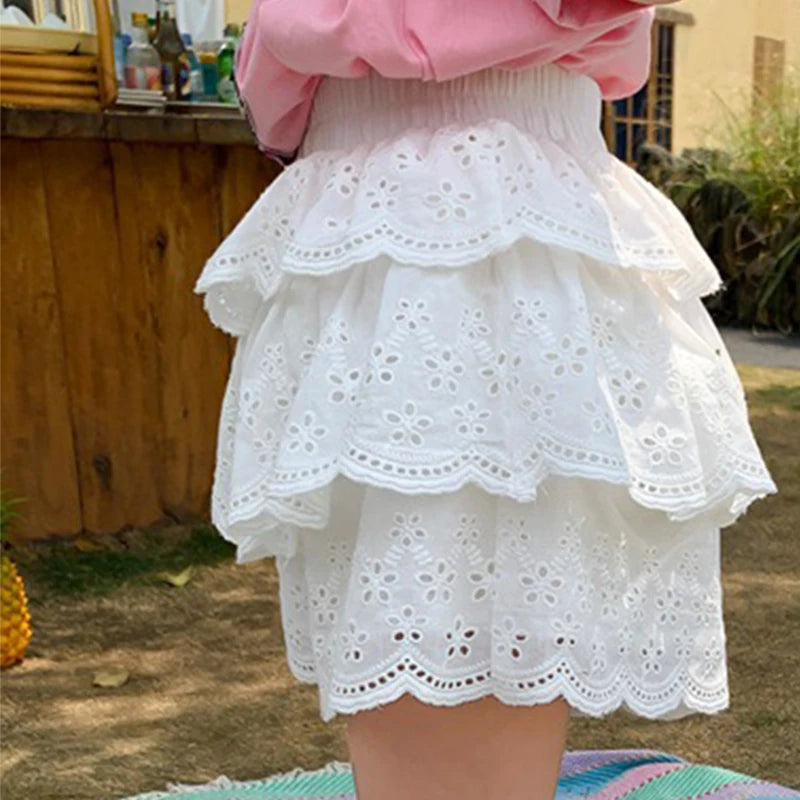 Girls' Shorts Lace Fluffy Cake Skirt Pants 2023 New Summer Fashion Casual Culotte Children'S Clothing Cute And Versatile Pants