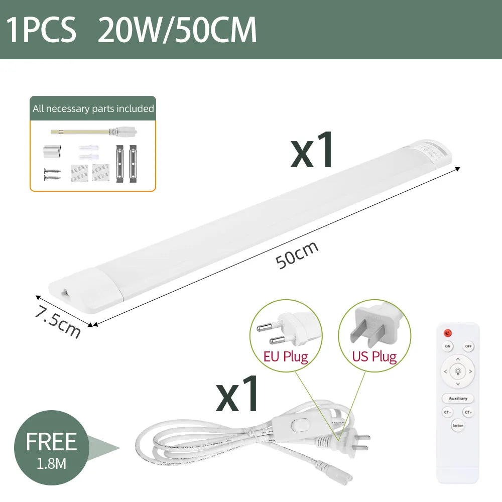 Dimmable led Lights Kitchen under cabinet Lamp A85-220V 10w 20w super bright Led Tube With 1.8m switch line For Home Indoor Lamp