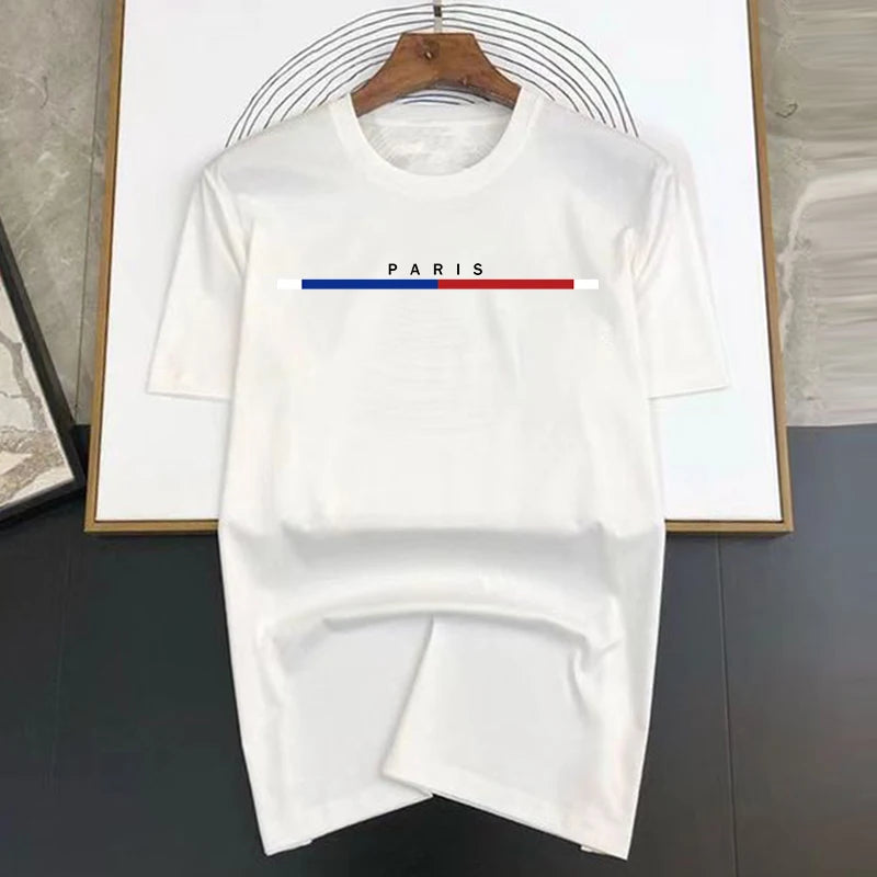 Paris Print Summer High Quality Luxury T-shirt Men Women Cotton Short Sleeve Casual Fashion Tees Oversized Streetwear
