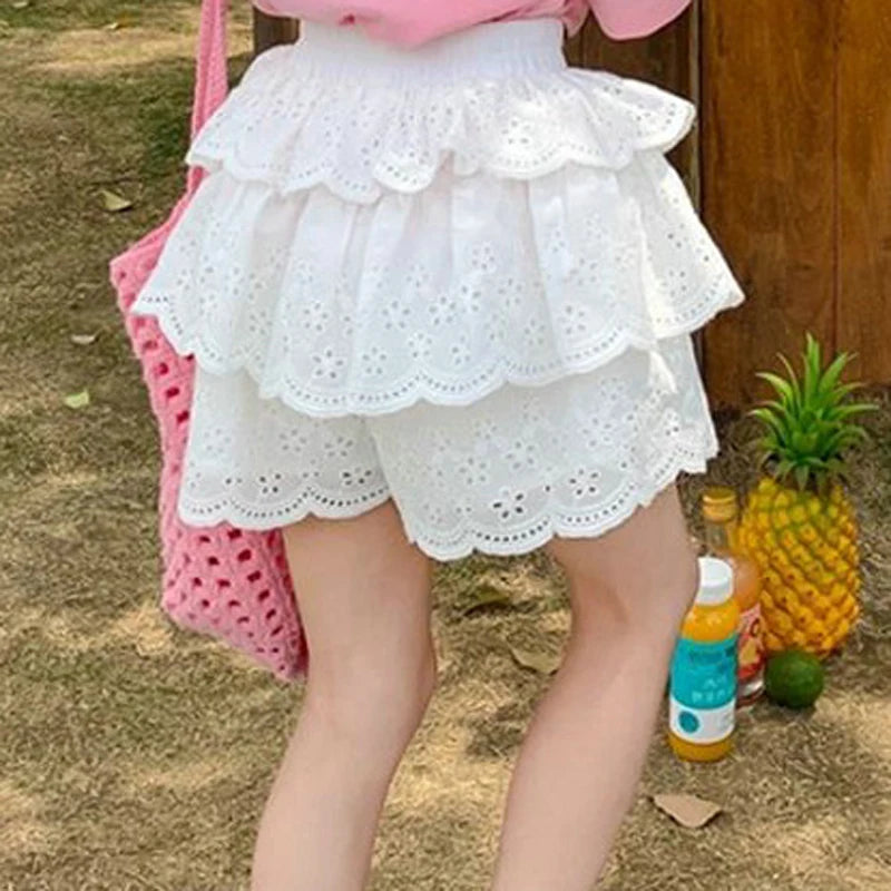Girls' Shorts Lace Fluffy Cake Skirt Pants 2023 New Summer Fashion Casual Culotte Children'S Clothing Cute And Versatile Pants