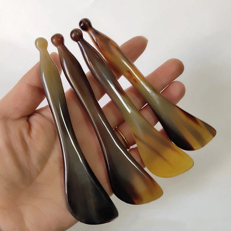 Yak Horn SPA Scraper Massage Bar Face Scraping Hand Massager Stick Trigger Point Acupuncture Pen Eye Beauty Device Care Tool