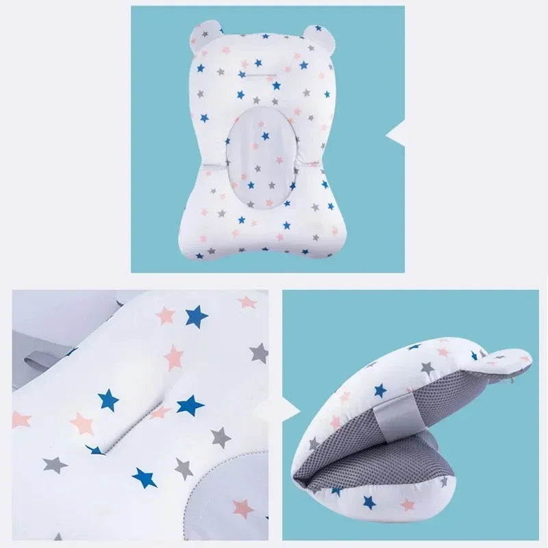Newborn Bathtub Pillow Infant Anti-Slip Soft Comfort Body Cushion Baby Bath Seat Support Mat Foldable Bath Tub Pad &amp Chair