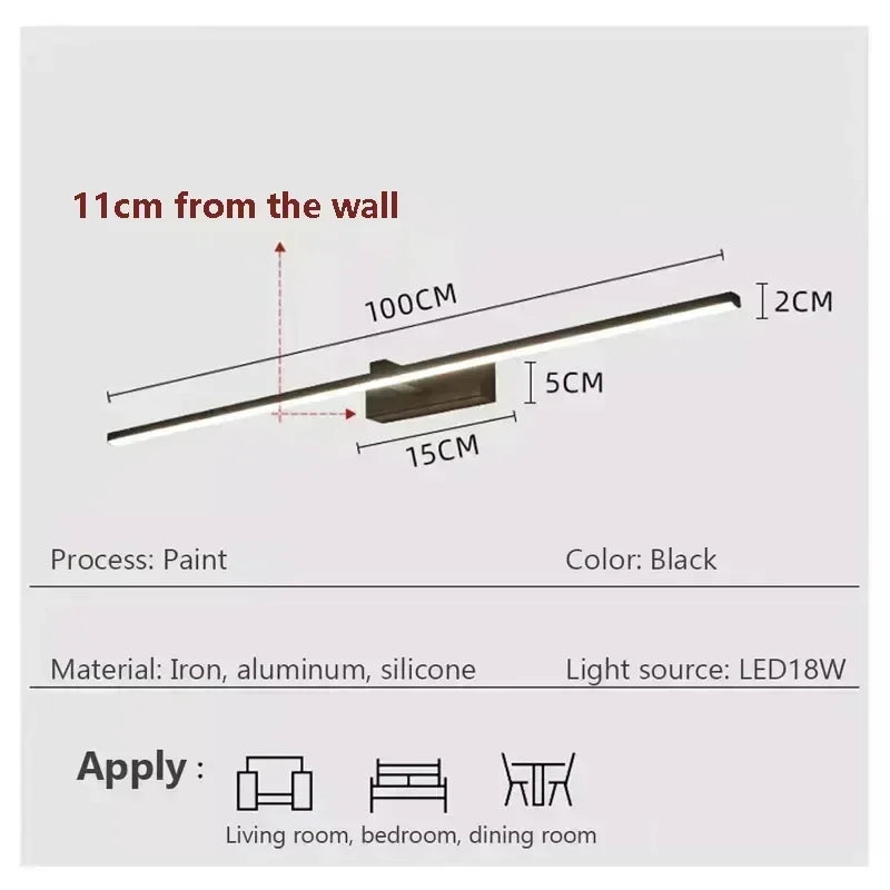 Modern LED Mirror Front Lamp Bathroom Lamps Bedroom Dressing Lights Kitchen Home 40/60/80/100cm Long Lamp Led Lighting Lustre