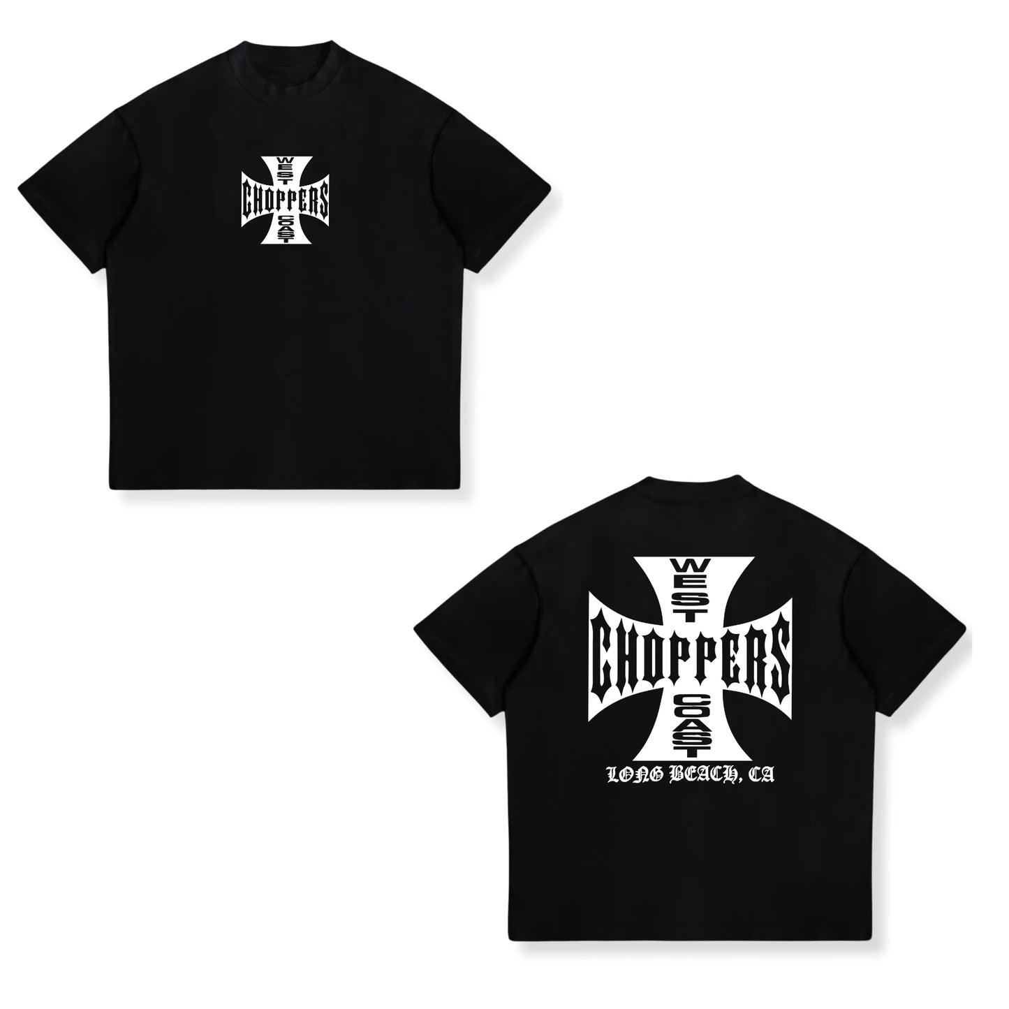 West Coast Choppers Cross Frame Print Tshirt Male Hip Hop Streetwear Oversized T-shirts Fashion Tees Men's Fleece Short Sleeve