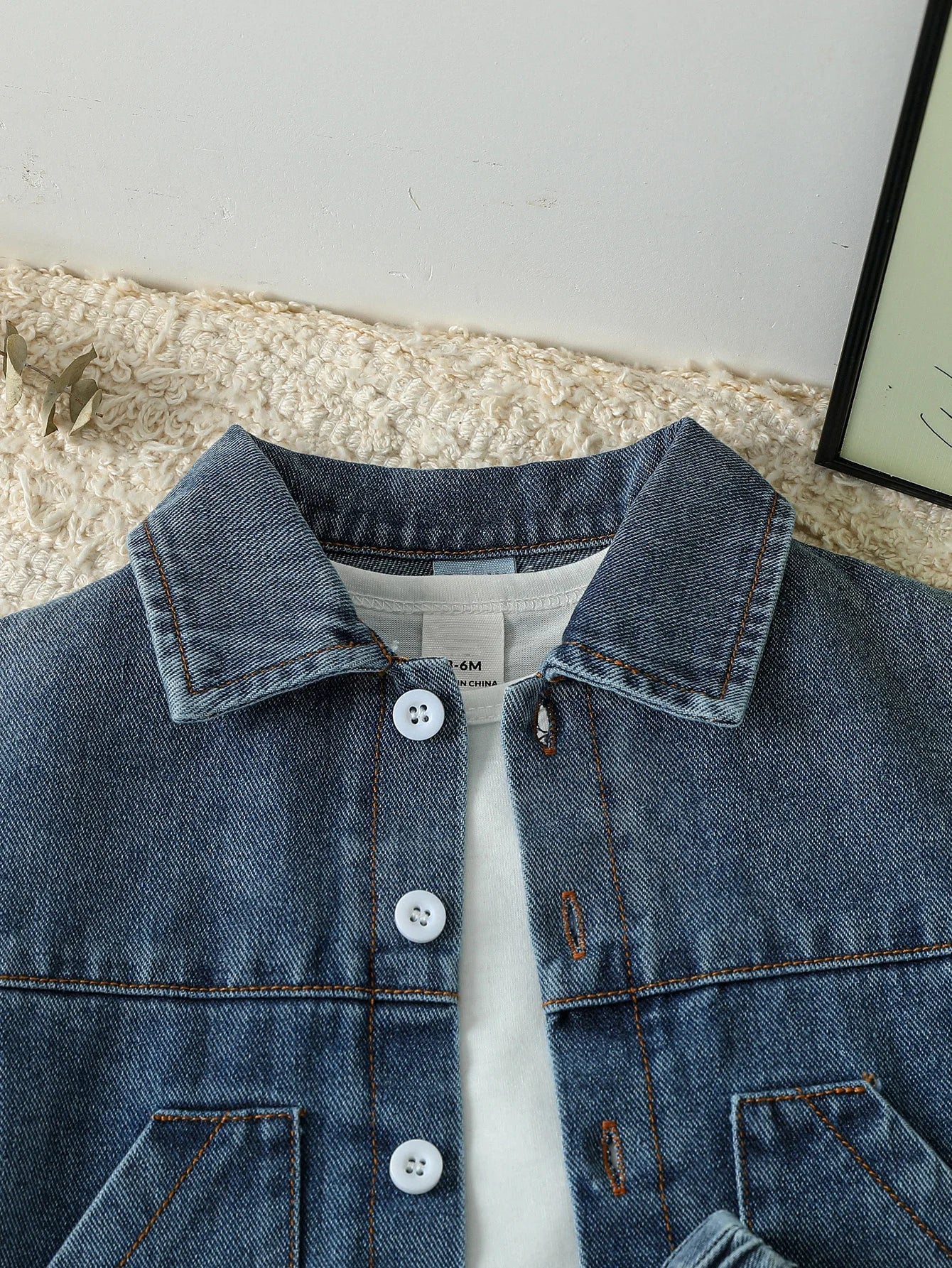 2025 Summer Baby Solid Denim Short Sleeve Set Boys /Girls' Denim Shirts& Shorts Two Piece Set Simple Casual Fashion Streetwear
