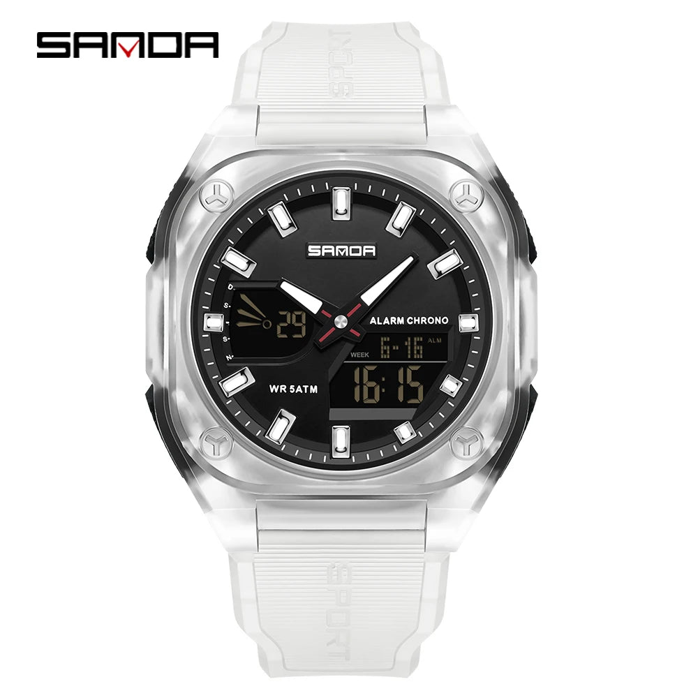 SANDA 6268 Sports Electronic Watch Men Multifunction Outdoor Students Wristwatch Alarm Clock Waterproof Luminous Digital Watches