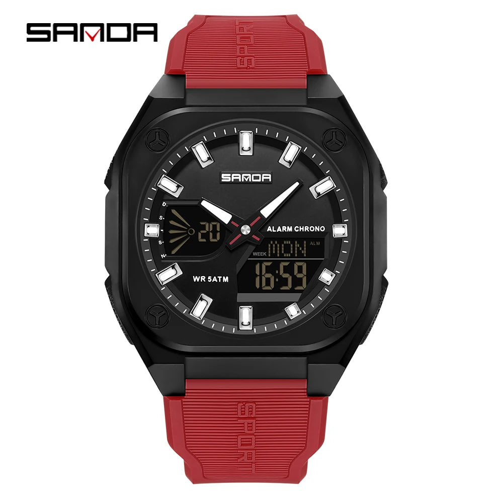 SANDA 6268 Sports Electronic Watch Men Multifunction Outdoor Students Wristwatch Alarm Clock Waterproof Luminous Digital Watches