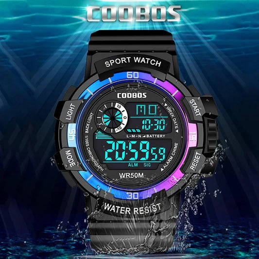 Fashion Sport LED Electronic Watches For Men Luxury Waterproof Luminous Military Watch Man Multifunction Colorful Digital Clock