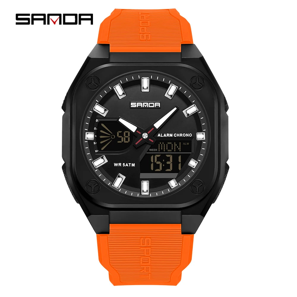 SANDA 6268 Sports Electronic Watch Men Multifunction Outdoor Students Wristwatch Alarm Clock Waterproof Luminous Digital Watches