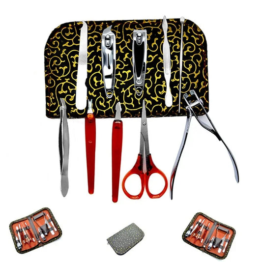 10pcs/set Nail Clippers Trimmer Kit Professional Utility Stainless steel Manicure  Care Tools Set