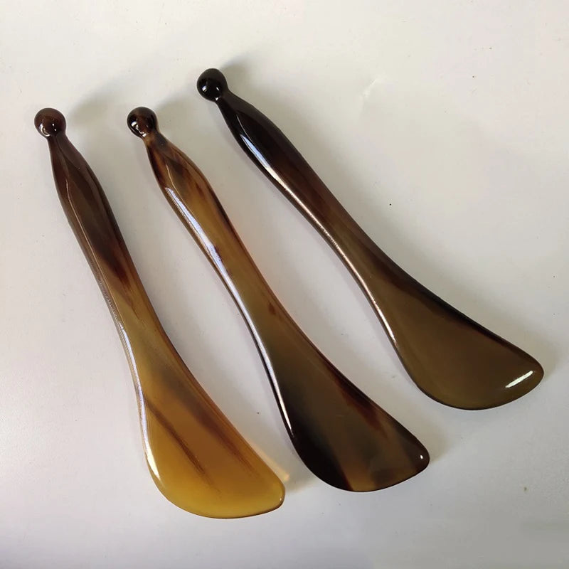 Yak Horn SPA Scraper Massage Bar Face Scraping Hand Massager Stick Trigger Point Acupuncture Pen Eye Beauty Device Care Tool