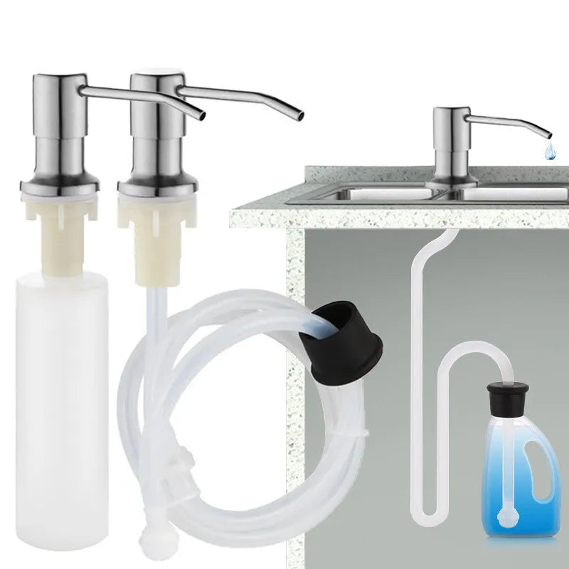 500ML Liquid Soap Bottle Sink Mount Hand Pressure Soap Dispenser Bottle  Kitchen Sink Liquid Soap Dispenser Pump Stainless Steel