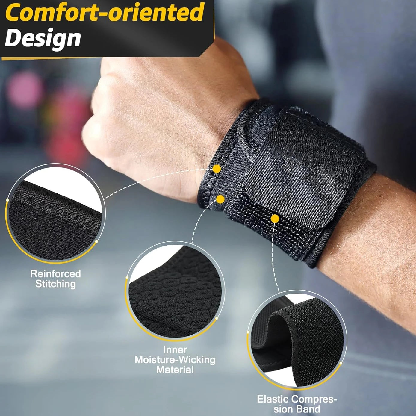 2 PACK Wrist Compression Strap Wrist Brace Sport Wrist Support for Fitness, Weightlifting, Tendonitis, Carpal Tunnel Arthritis