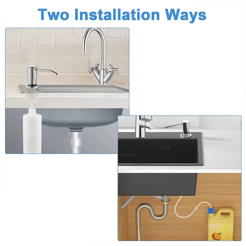 500ML Liquid Soap Bottle Sink Mount Hand Pressure Soap Dispenser Bottle  Kitchen Sink Liquid Soap Dispenser Pump Stainless Steel