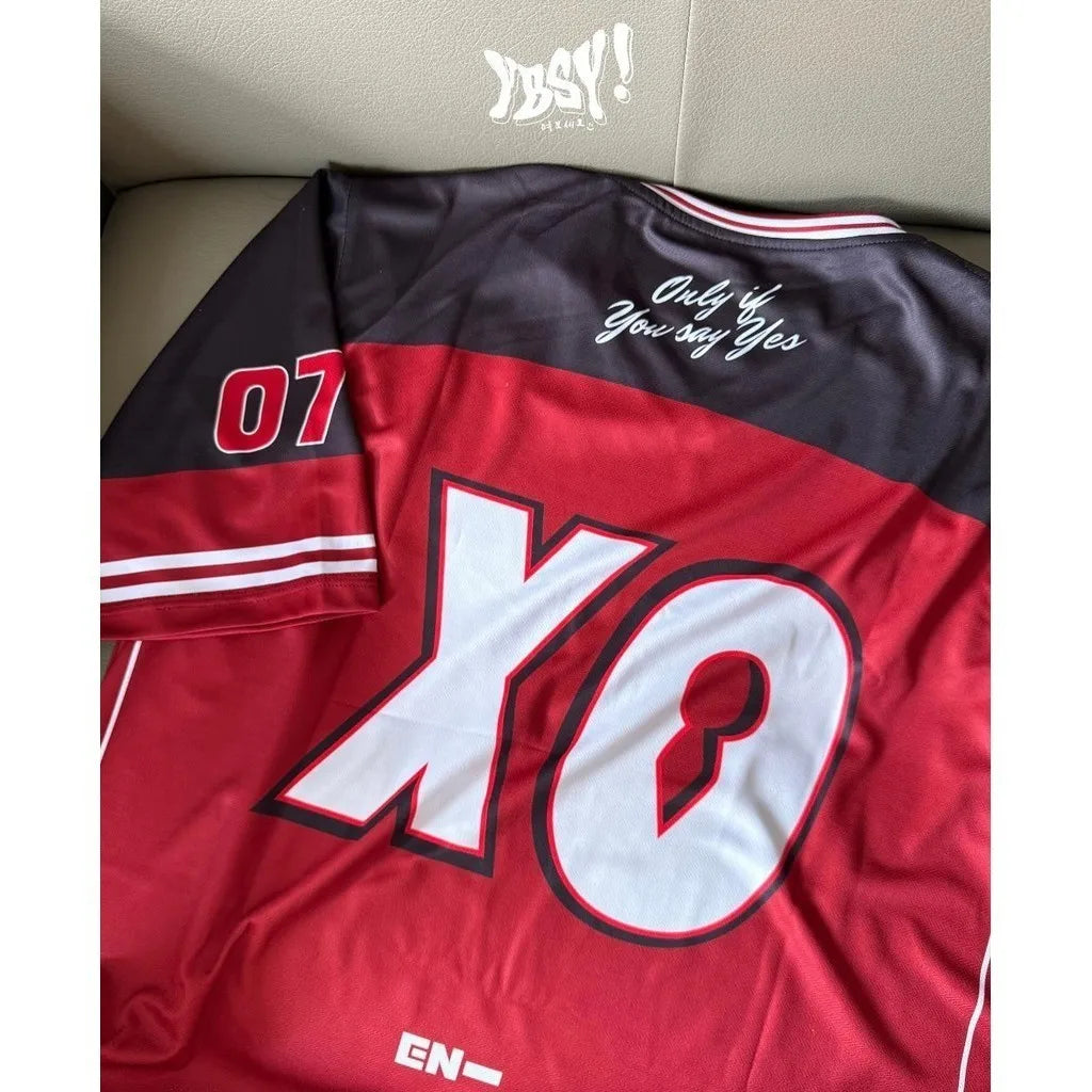 2025 Summer New EN Special Jersey X.O Women's V-neck Loose Breathable T-shirt Street Fashion Casual Retro Y2K Hip Hop Shirt
