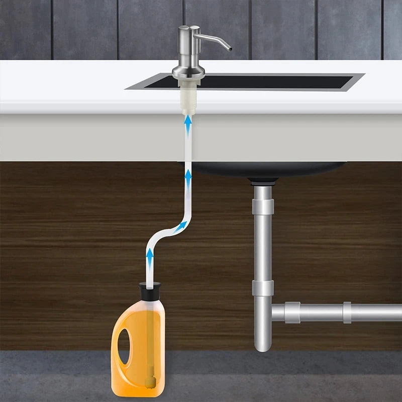 500ML Liquid Soap Bottle Sink Mount Hand Pressure Soap Dispenser Bottle  Kitchen Sink Liquid Soap Dispenser Pump Stainless Steel