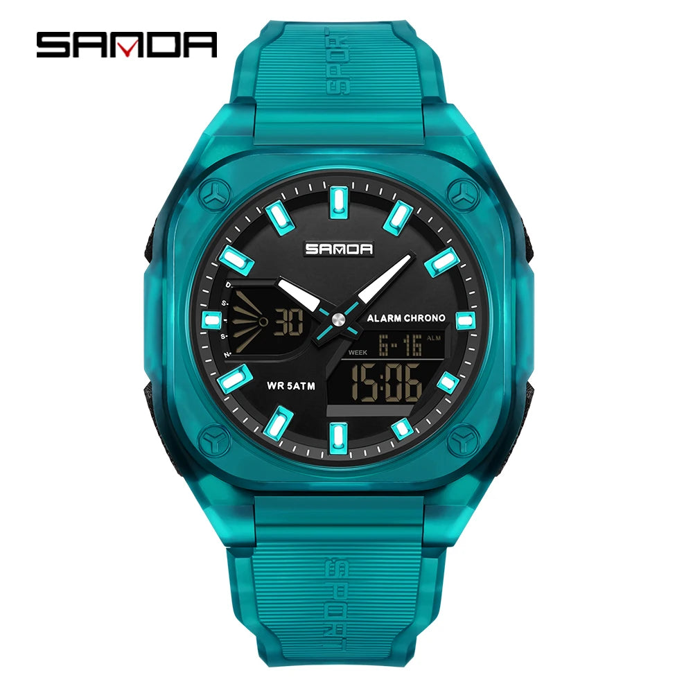 SANDA 6268 Sports Electronic Watch Men Multifunction Outdoor Students Wristwatch Alarm Clock Waterproof Luminous Digital Watches