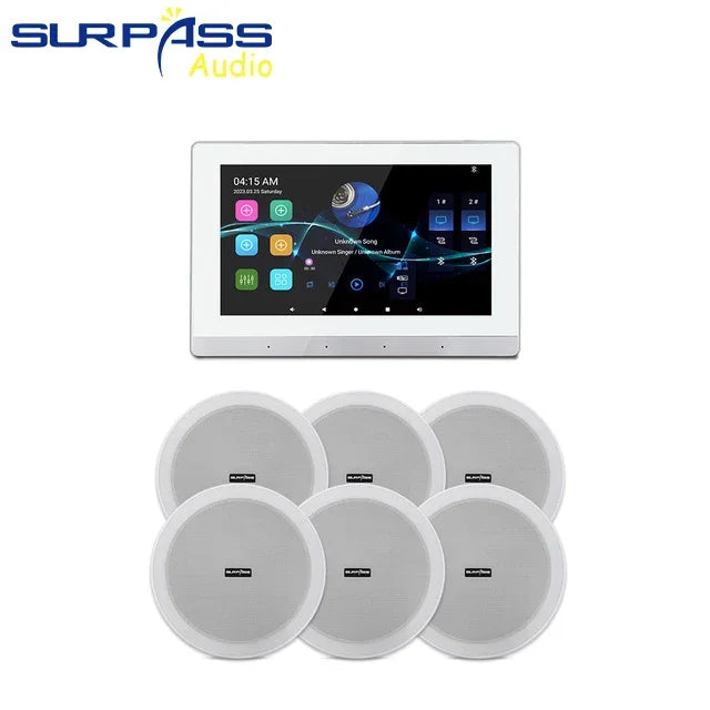 Home Theater Smart Audio WiFi Bluetooth Touch Screen Android11 Wall Amplifier Two Zone with HiFi Coaxial Speaker Set for Kitchen