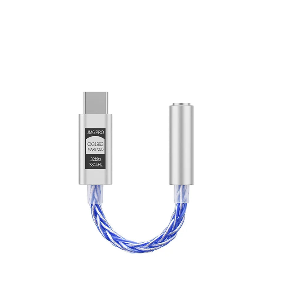 JCALLY JM6 Pro Type-C to 3.5mm Dual DAC CX31993 MAX97220 Digital Audio Portable Decoding Amp HiFi DAC Mobile Headset Adapter