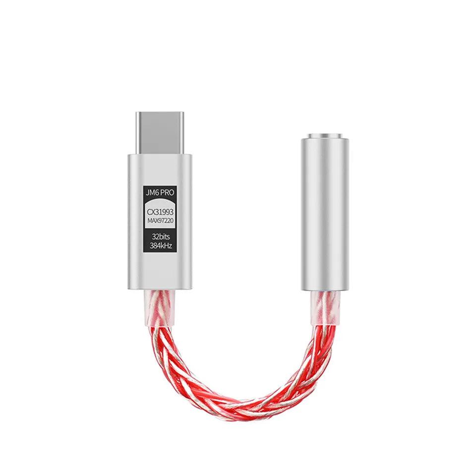JCALLY JM6 Pro Type-C to 3.5mm Dual DAC CX31993 MAX97220 Digital Audio Portable Decoding Amp HiFi DAC Mobile Headset Adapter