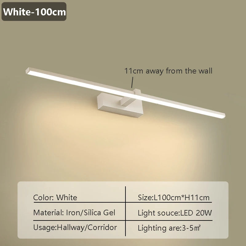 Modern LED Mirror Front Lamp Bathroom Lamps Bedroom Dressing Lights Kitchen Home 40/60/80/100cm Long Lamp Led Lighting Lustre