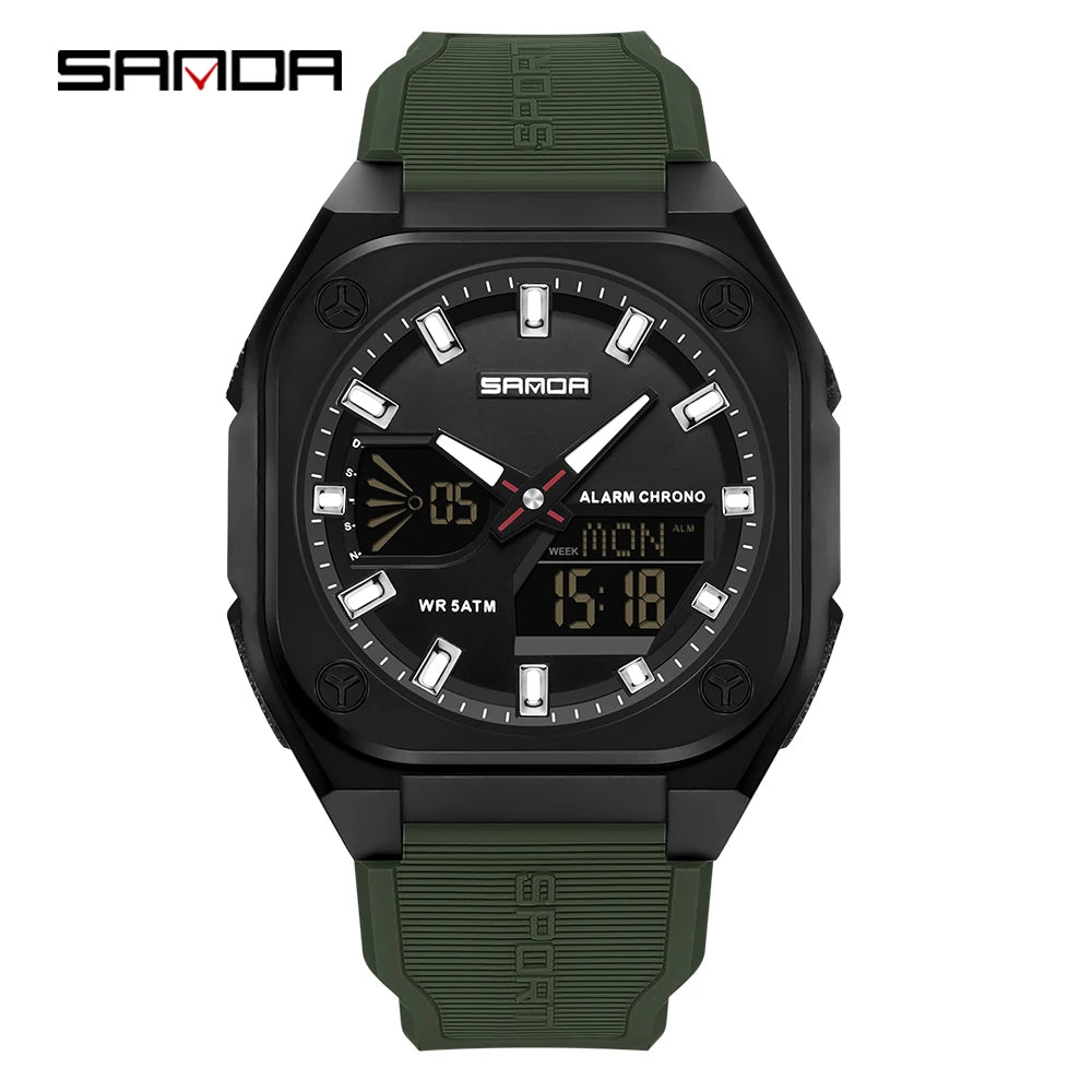 SANDA 6268 Sports Electronic Watch Men Multifunction Outdoor Students Wristwatch Alarm Clock Waterproof Luminous Digital Watches