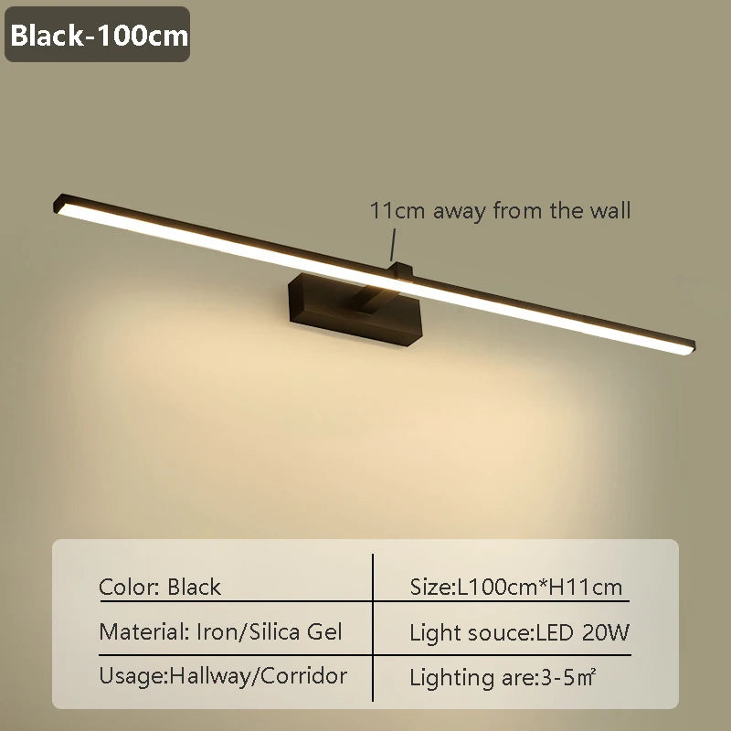 Modern LED Mirror Front Lamp Bathroom Lamps Bedroom Dressing Lights Kitchen Home 40/60/80/100cm Long Lamp Led Lighting Lustre