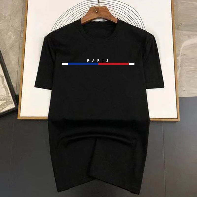 Paris Print Summer High Quality Luxury T-shirt Men Women Cotton Short Sleeve  Casual Fashion Tees Oversized Streetwear