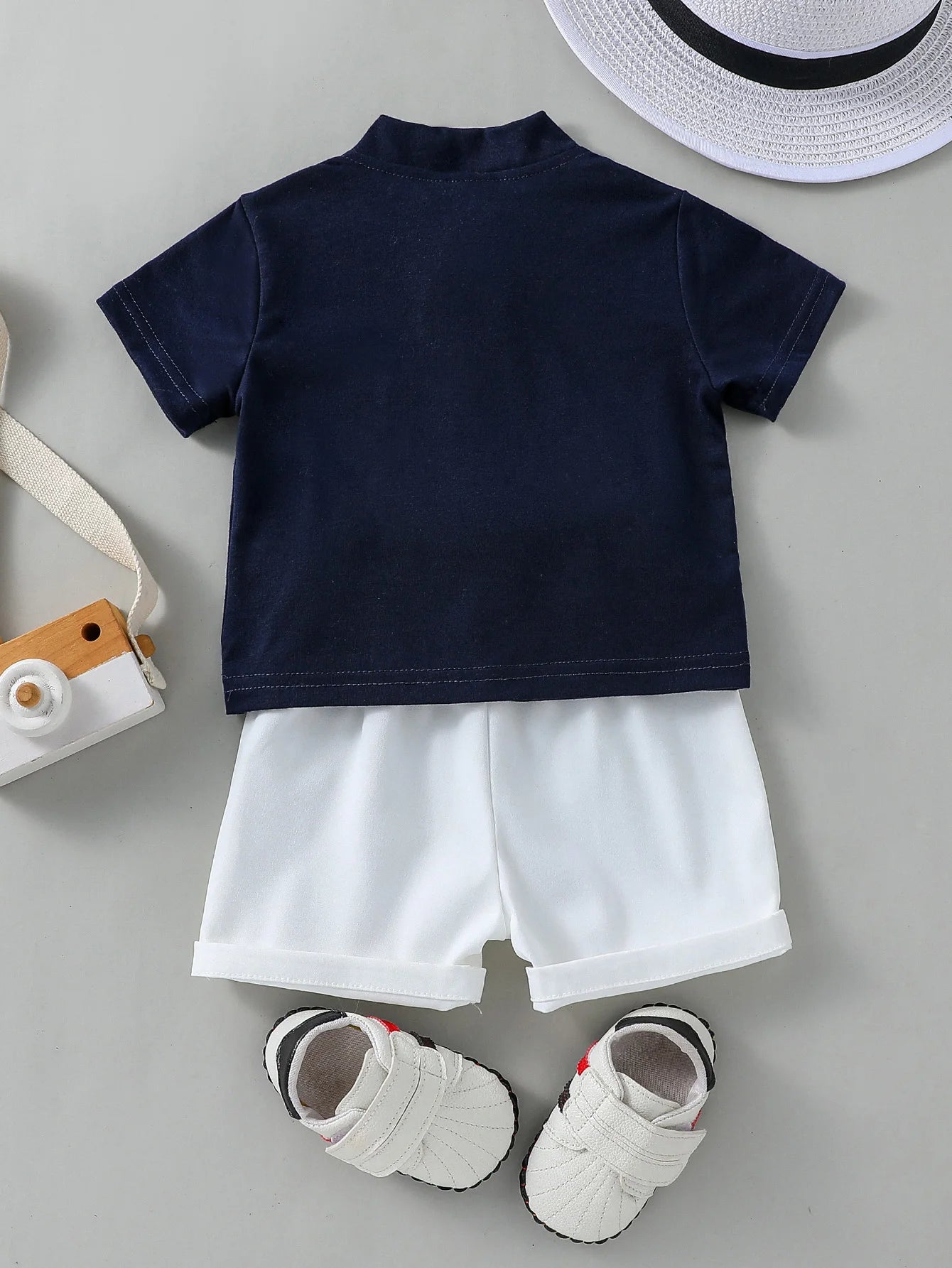 2PCS Infant Baby Boy Clothes Set White Short Sleeves T-shirt Shorts  Summer Daily Casual Outfit for Toddler Suits