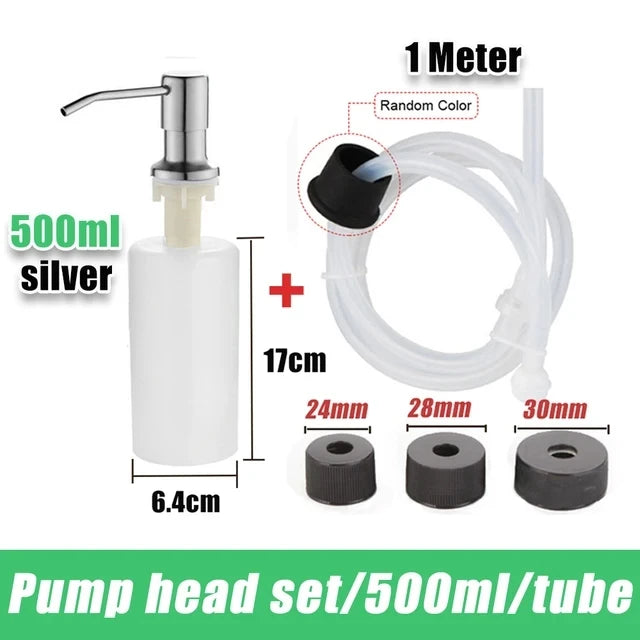 500ML Liquid Soap Bottle Sink Mount Hand Pressure Soap Dispenser Bottle  Kitchen Sink Liquid Soap Dispenser Pump Stainless Steel