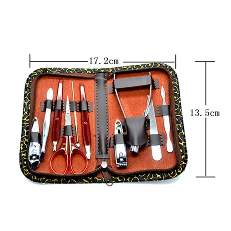 10pcs/set Nail Clippers Trimmer Kit Professional Utility Stainless steel Manicure  Care Tools Set