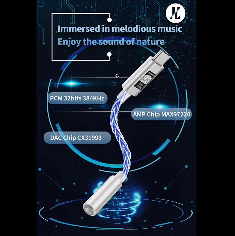 JCALLY JM6 Pro Type-C to 3.5mm Dual DAC CX31993 MAX97220 Digital Audio Portable Decoding Amp HiFi DAC Mobile Headset Adapter