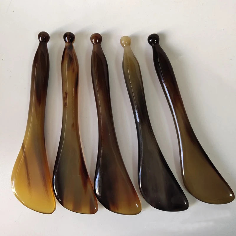 Yak Horn SPA Scraper Massage Bar Face Scraping Hand Massager Stick Trigger Point Acupuncture Pen Eye Beauty Device Care Tool
