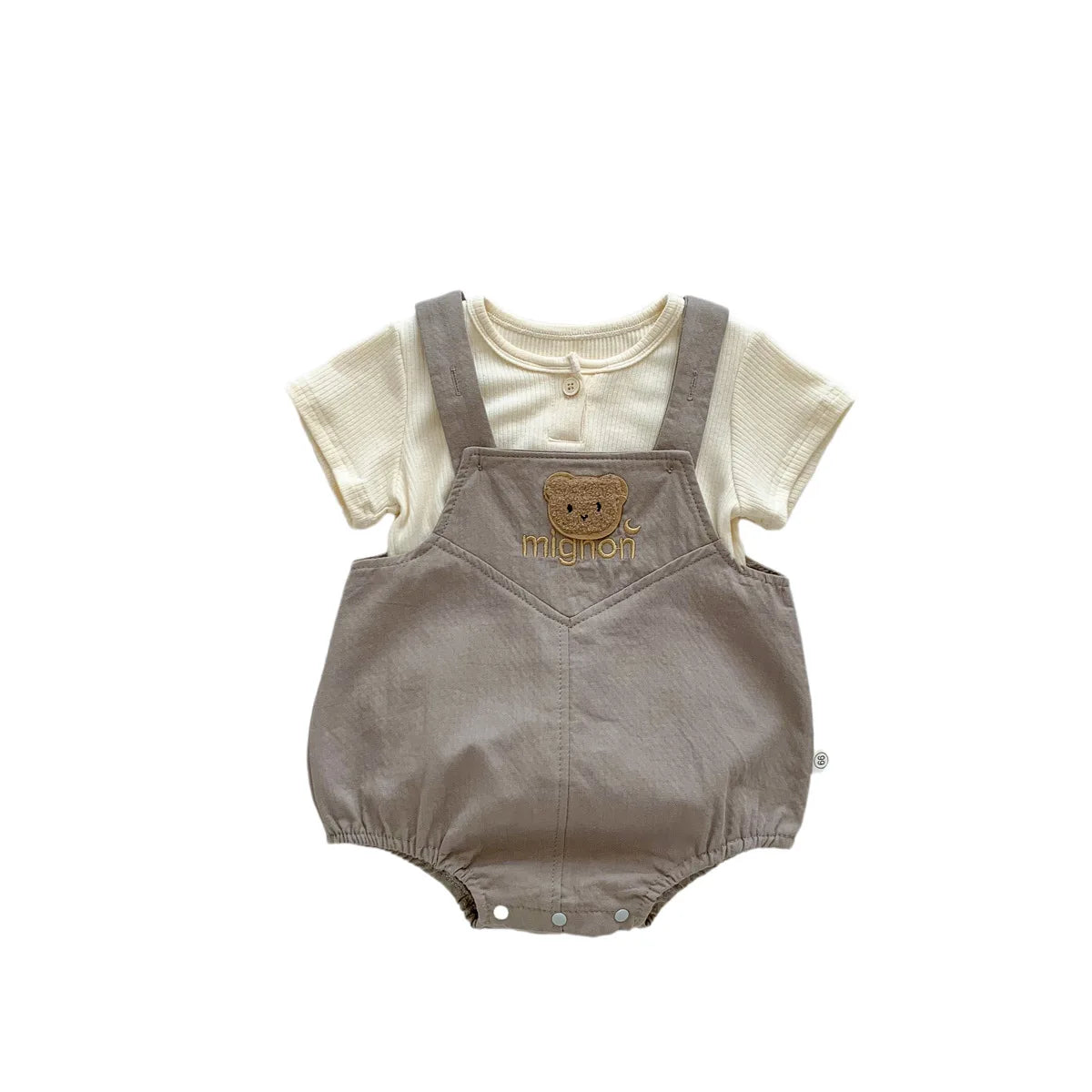 2025 New In Summer Newborn Baby Girls Boys Short Sleeve Solid Color Top T-shirts +cartoon Bear Bodysuits Kid Infant Clothing Set