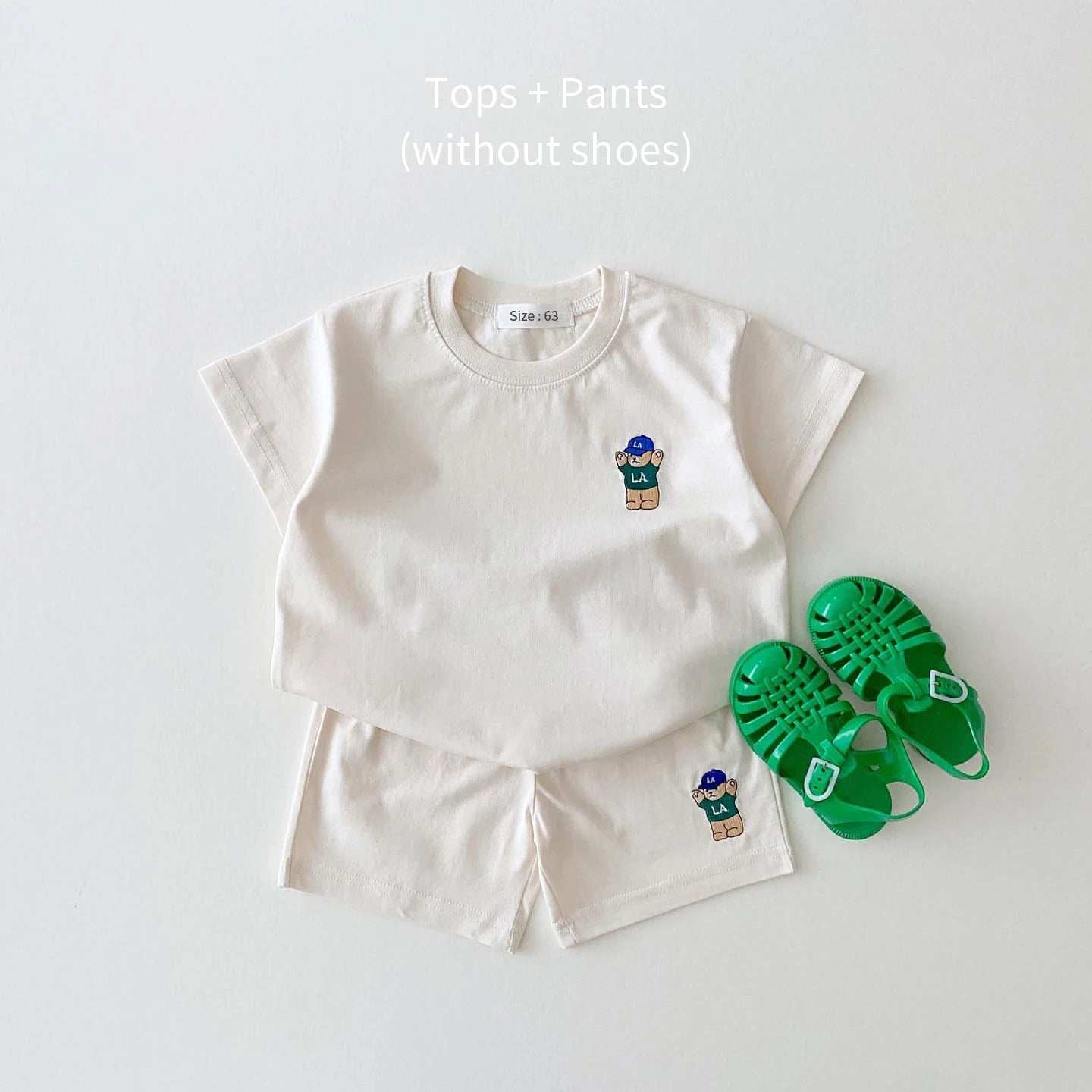 2024 Summer 2PCS Baby Clothes Infant Top and Bottom Set Baby Boys Girls Suit Bear Embroidery Thin Casual Sports Baby Outfit Set