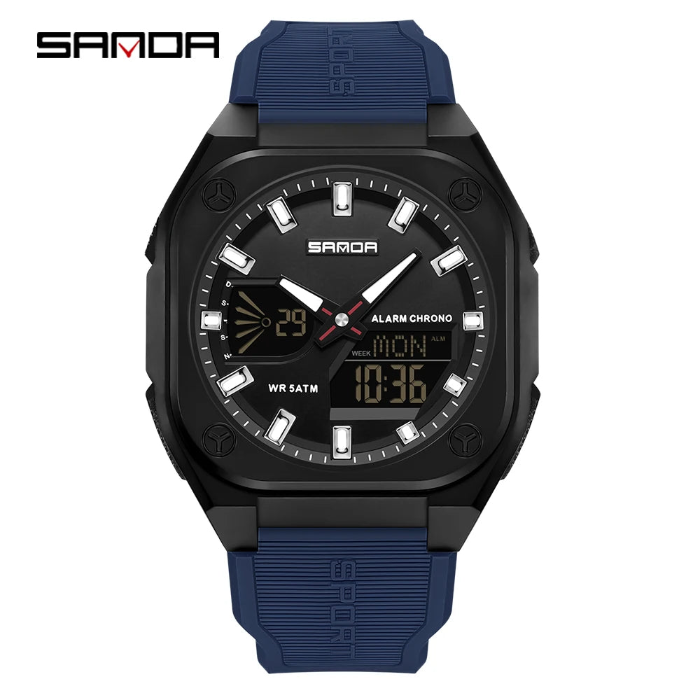 SANDA 6268 Sports Electronic Watch Men Multifunction Outdoor Students Wristwatch Alarm Clock Waterproof Luminous Digital Watches