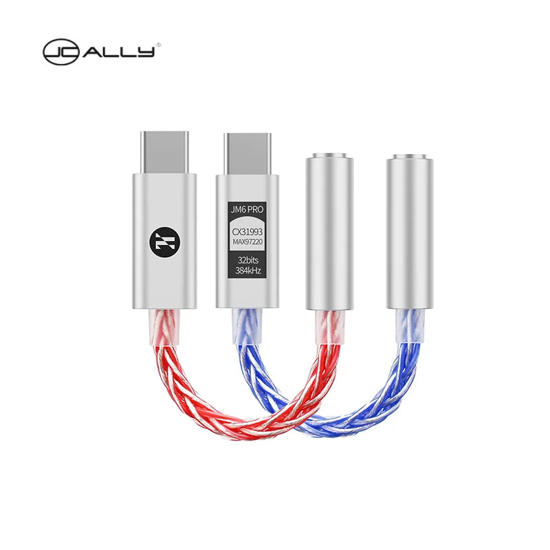 JCALLY JM6 Pro Type-C to 3.5mm Dual DAC CX31993 MAX97220 Digital Audio Portable Decoding Amp HiFi DAC Mobile Headset Adapter