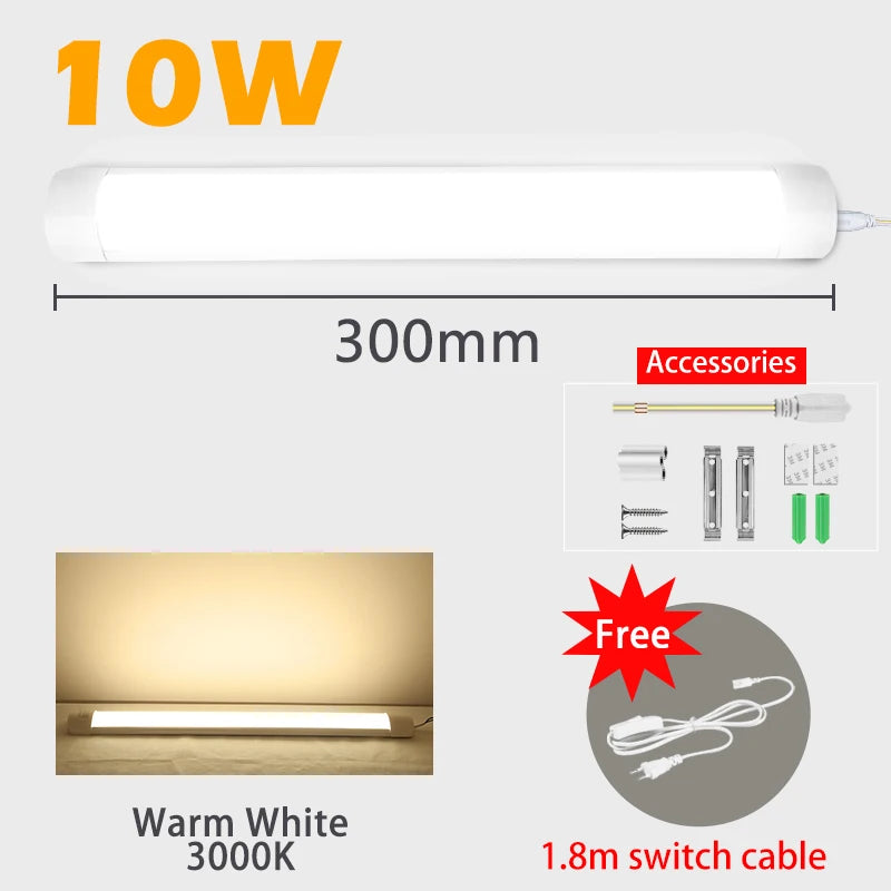 led Lights Kitchen under cabinet Lamp A85-220V 10w 20w super bright Led Tube With 1.8m switch line For Home Bedroom Indoor Lamps