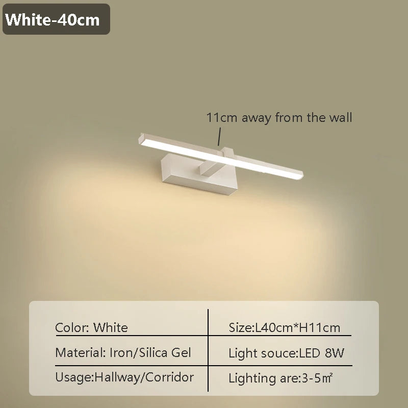 Modern LED Mirror Front Lamp Bathroom Lamps Bedroom Dressing Lights Kitchen Home 40/60/80/100cm Long Lamp Led Lighting Lustre