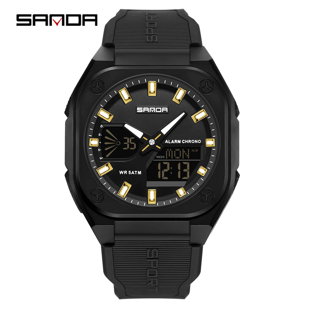 SANDA 6268 Sports Electronic Watch Men Multifunction Outdoor Students Wristwatch Alarm Clock Waterproof Luminous Digital Watches