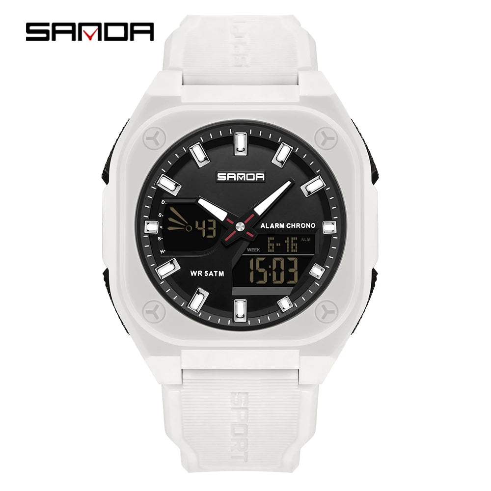 SANDA 6268 Sports Electronic Watch Men Multifunction Outdoor Students Wristwatch Alarm Clock Waterproof Luminous Digital Watches